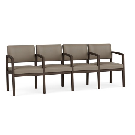 Lesro Lenox Wood 4 Seat Tandem Seating Wood Frame, Mocha, MD Farro Upholstery LW4103